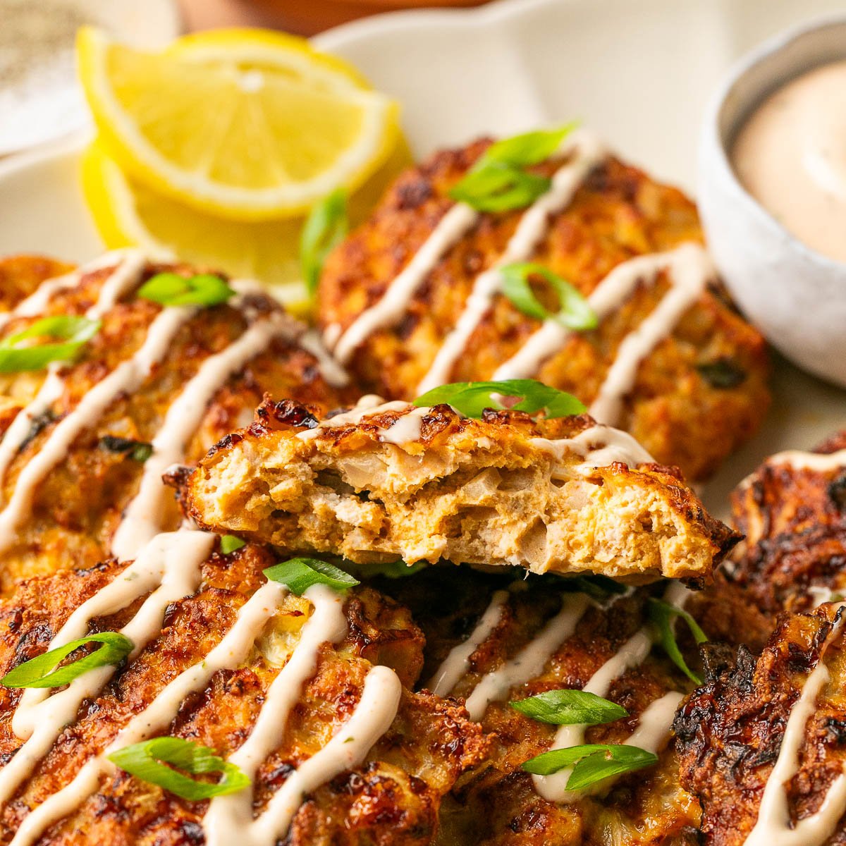 chicken patties drizzled with ranch