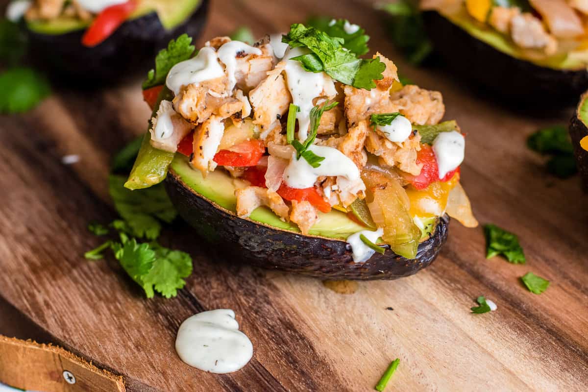 Chicken Fajita Stuffed Avocados - Healthy Little Peach