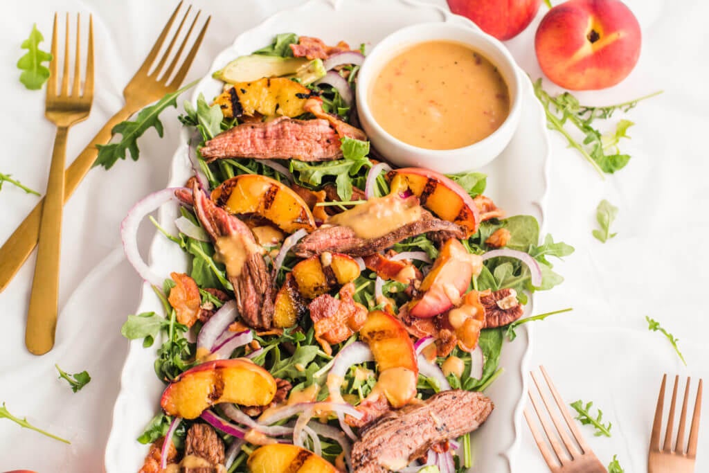 Grilled Peach Steak Salad