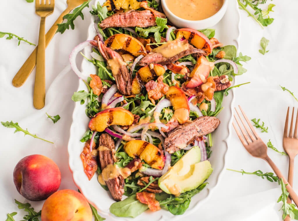 Grilled Peach Steak Salad