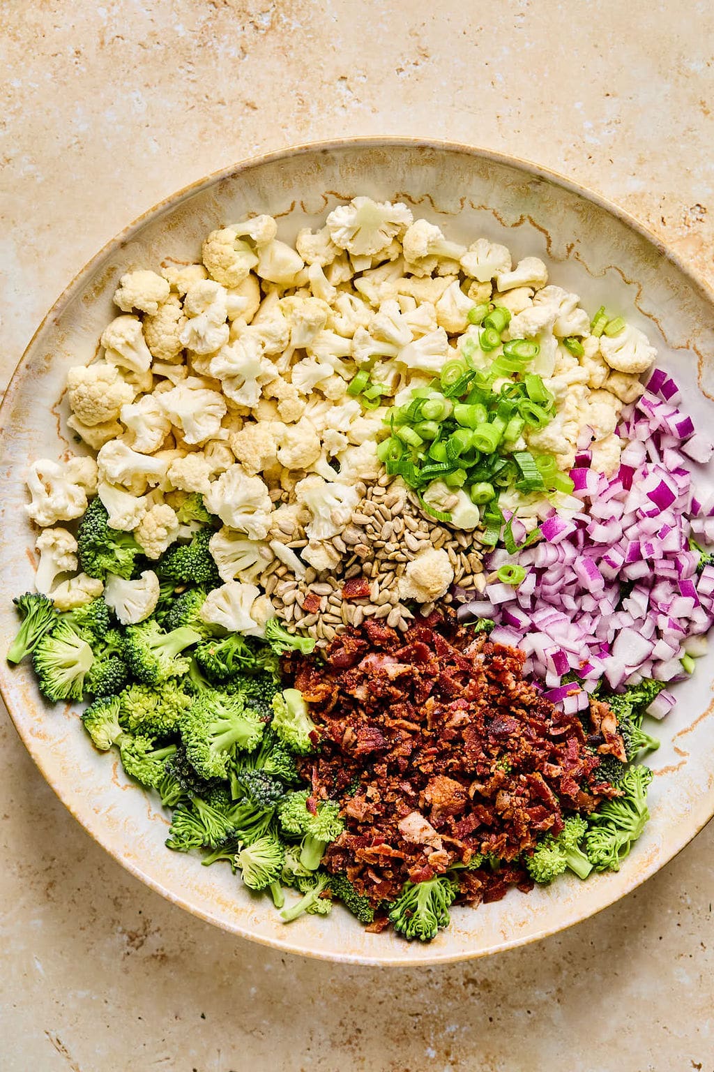 Ingredients for the salad in a large bowl