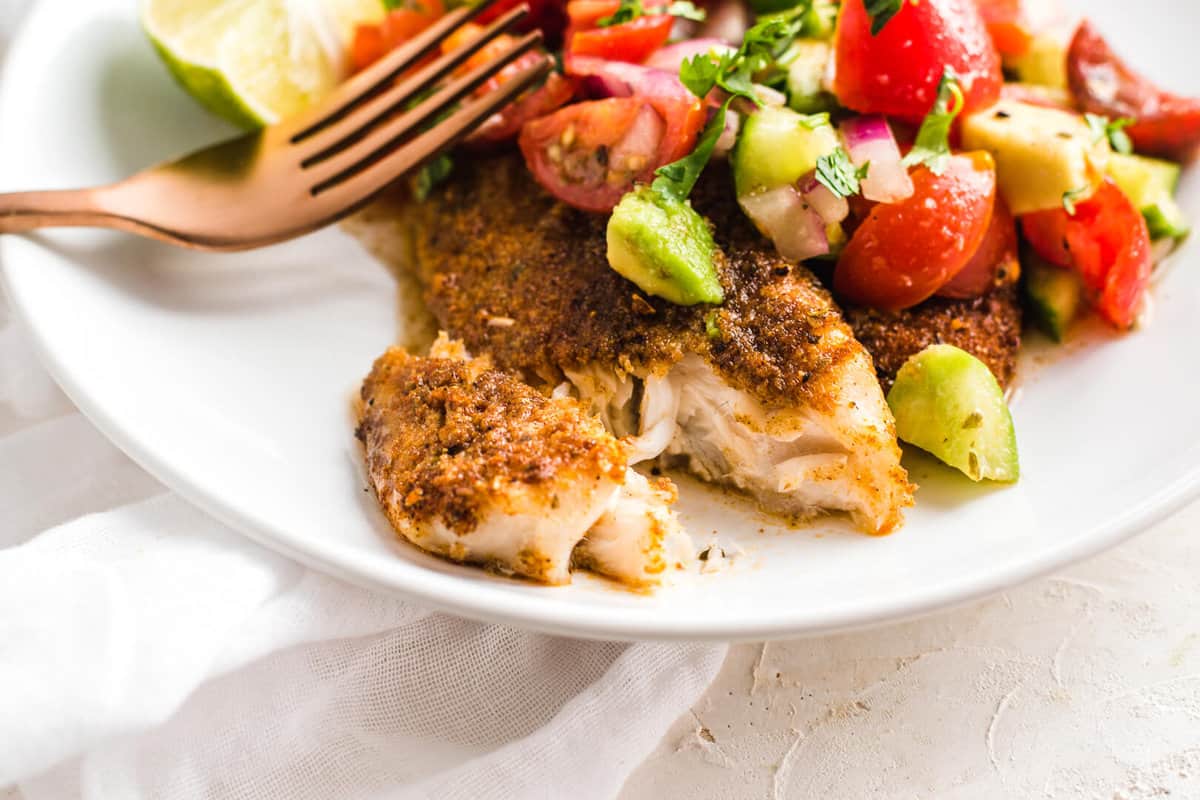 Blackened Cajun Tilapia with Avocado and Tomato Salsa Healthy Little