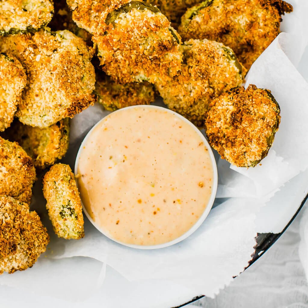 Gluten-Free Vegan Air Fryer Fried Pickles - Healthy Little Vittles