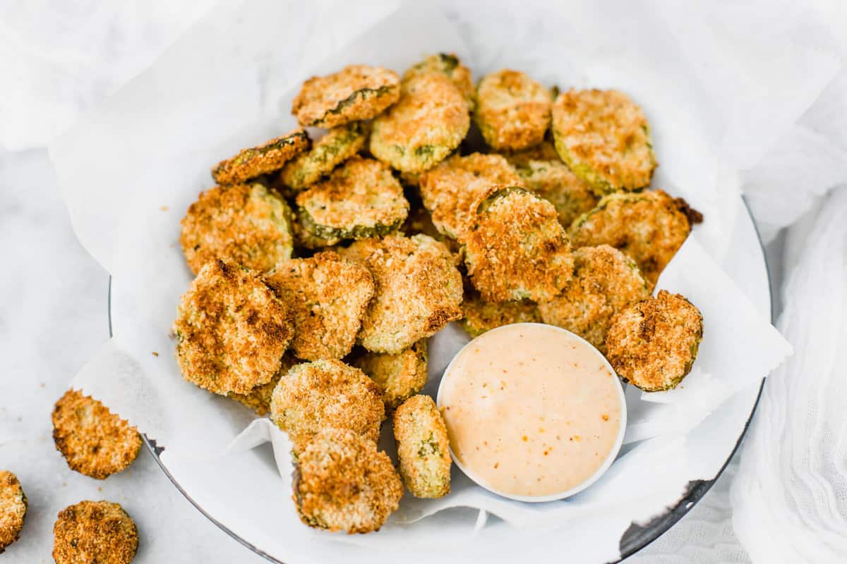 Gluten-Free Vegan Air Fryer Fried Pickles - Healthy Little Vittles