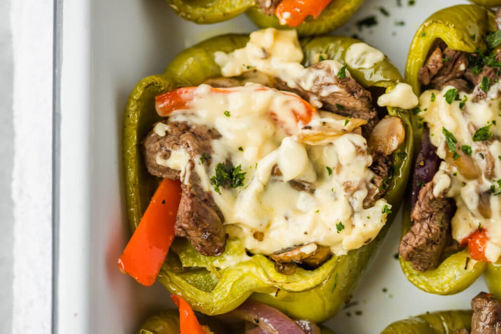 Philly Not-So Cheesesteak Stuffed Peppers