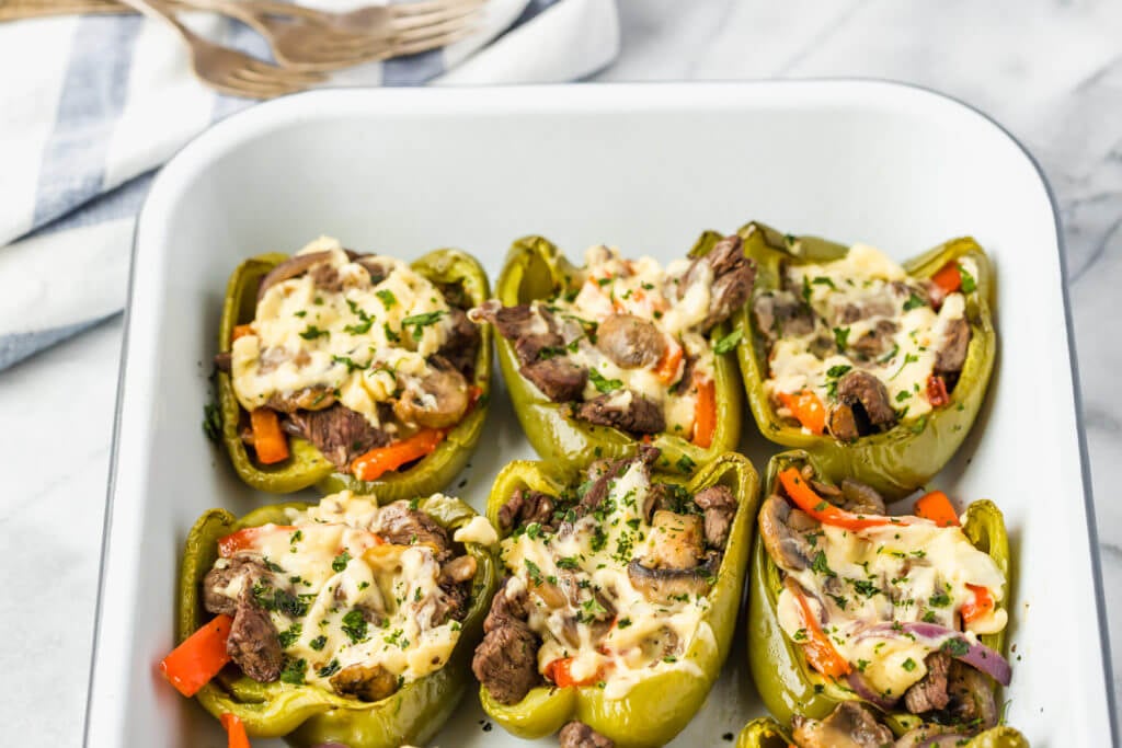 Philly Not So Cheesesteak Stuffed Peppers Keto Whole30 Healthy Little Peach