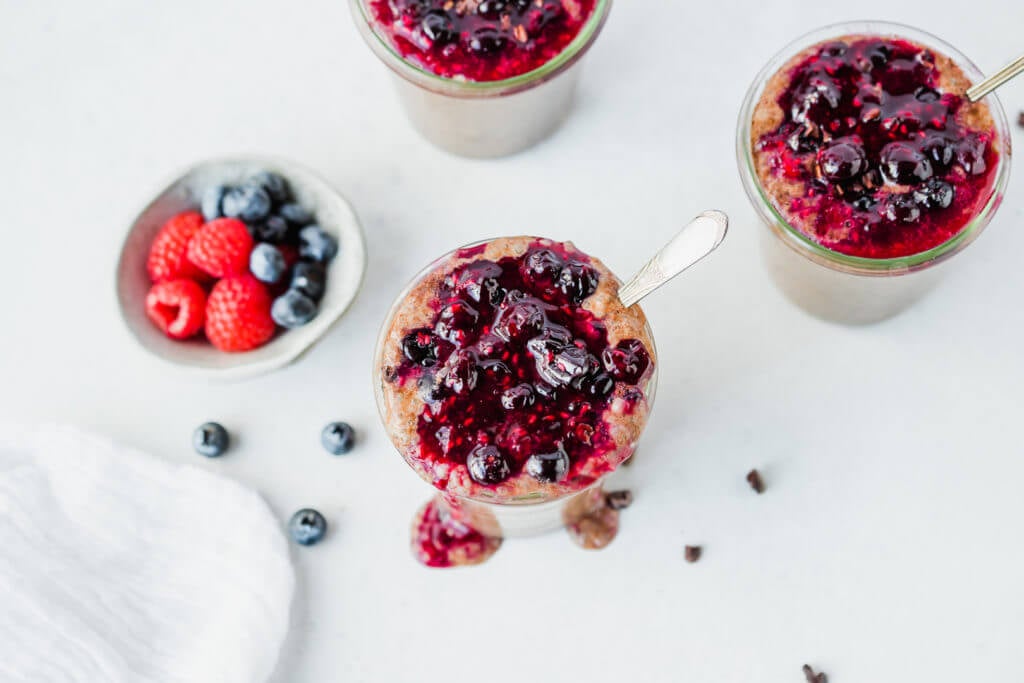 chia seed pudding with berries