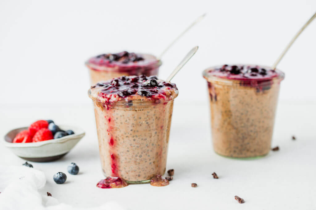 chia seed pudding with berries