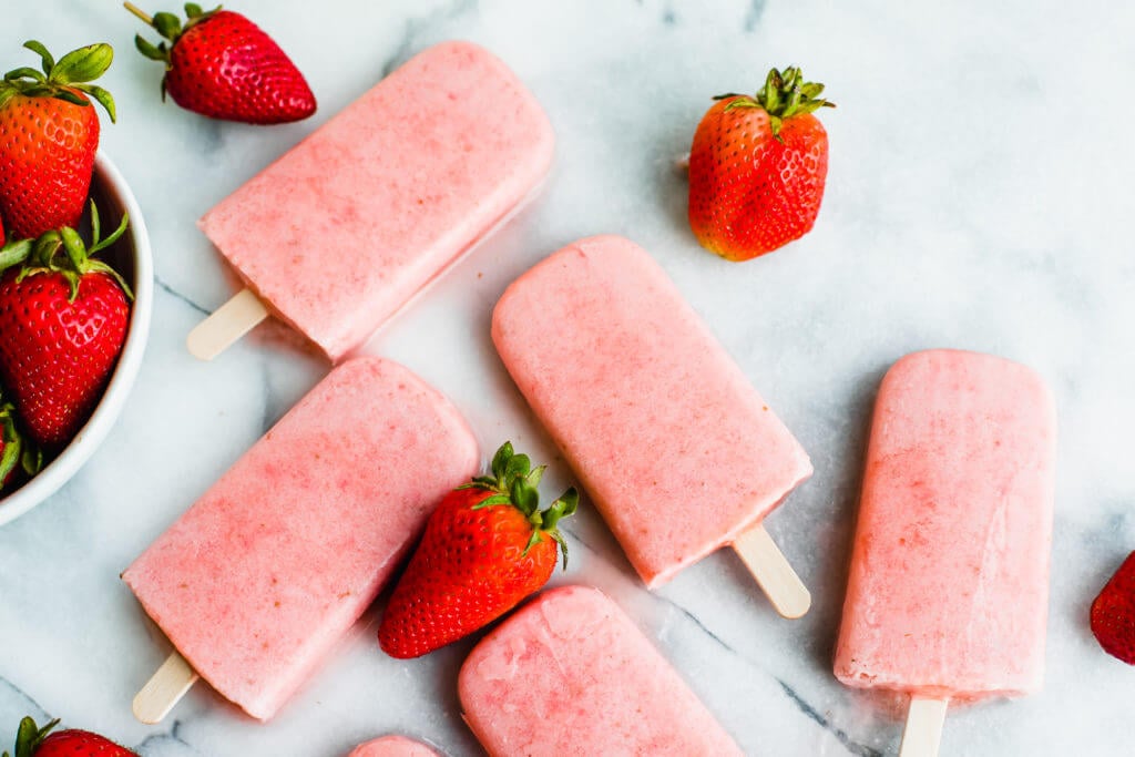 strawberry and cream popsicles