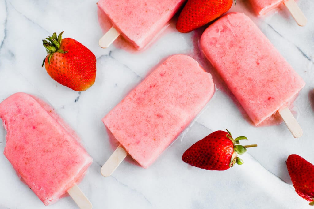 strawberry and cream popsicles