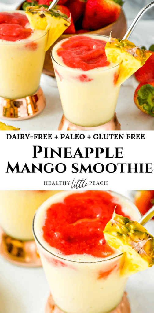 Pineapple Mango Smoothie with Strawberry Puree - Healthy Little Peach