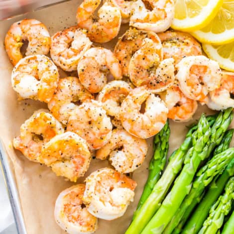 Quick Lemon Pepper Shrimp & Asparagus - Healthy Little Peach