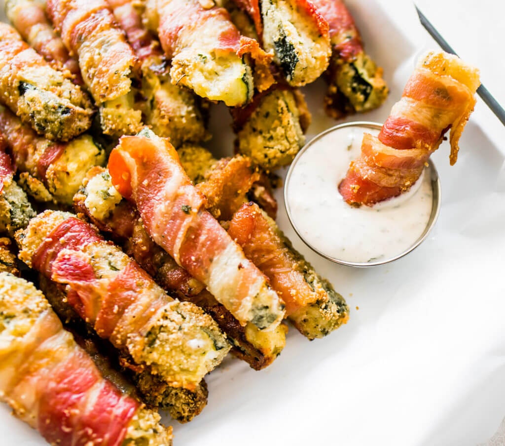 Crispy Bacon Wrapped Zucchini Fries