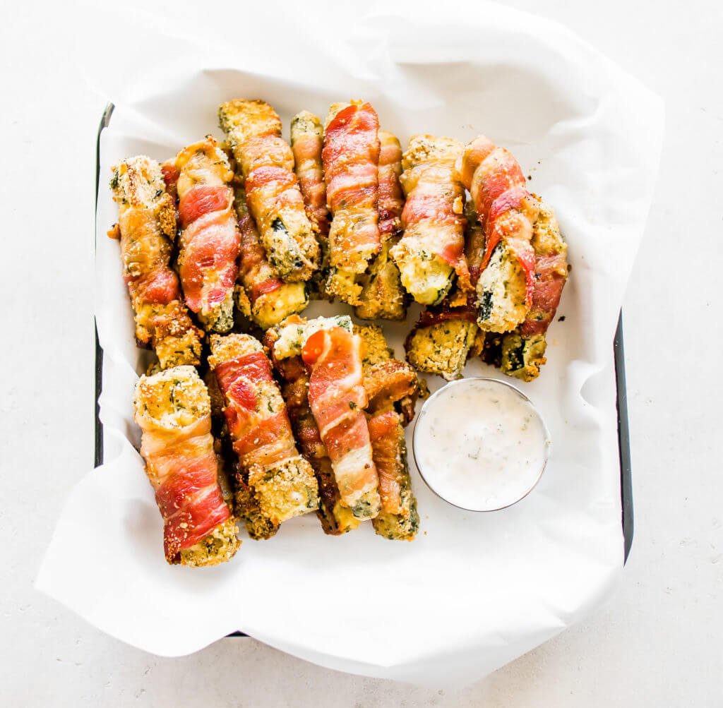 Crispy Bacon Wrapped Zucchini Fries