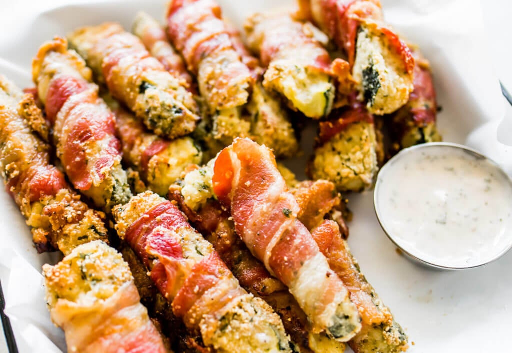 Crispy Bacon Wrapped Zucchini Fries