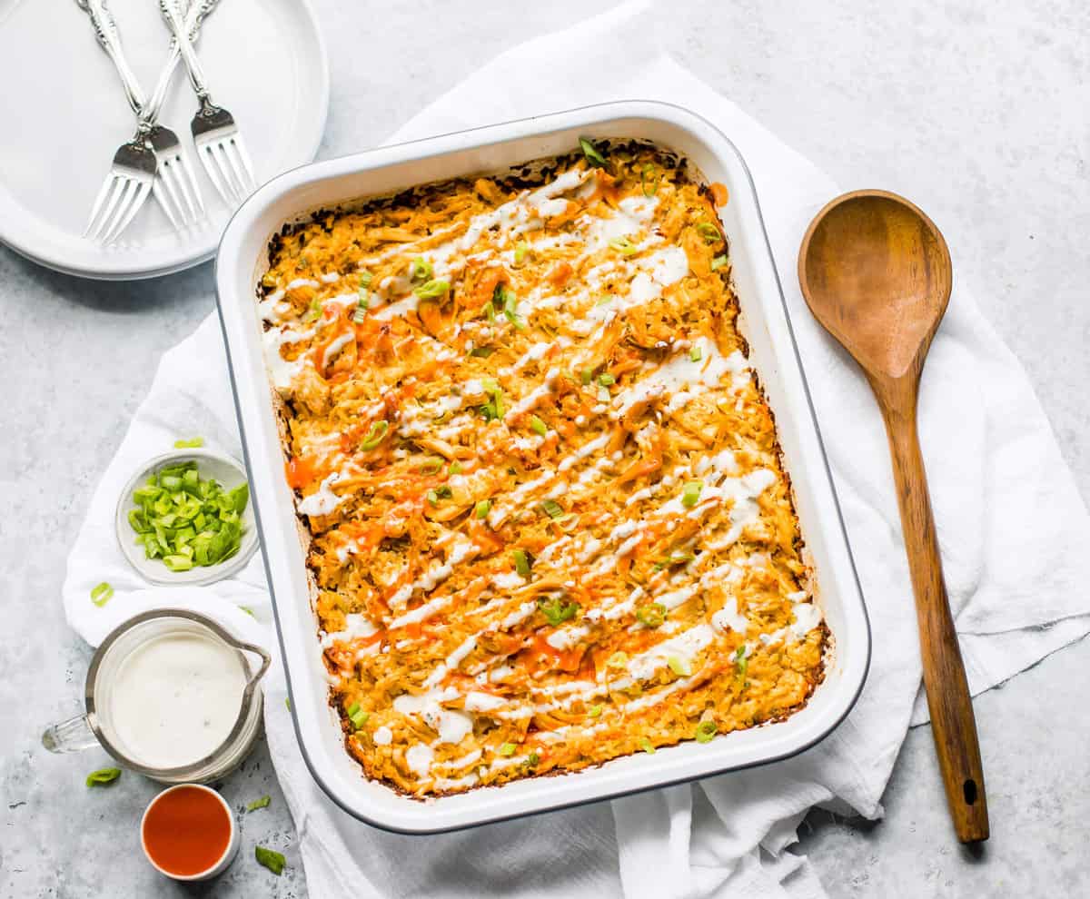 Whole30 Creamy Buffalo Chicken Casserole Healthy Little Peach