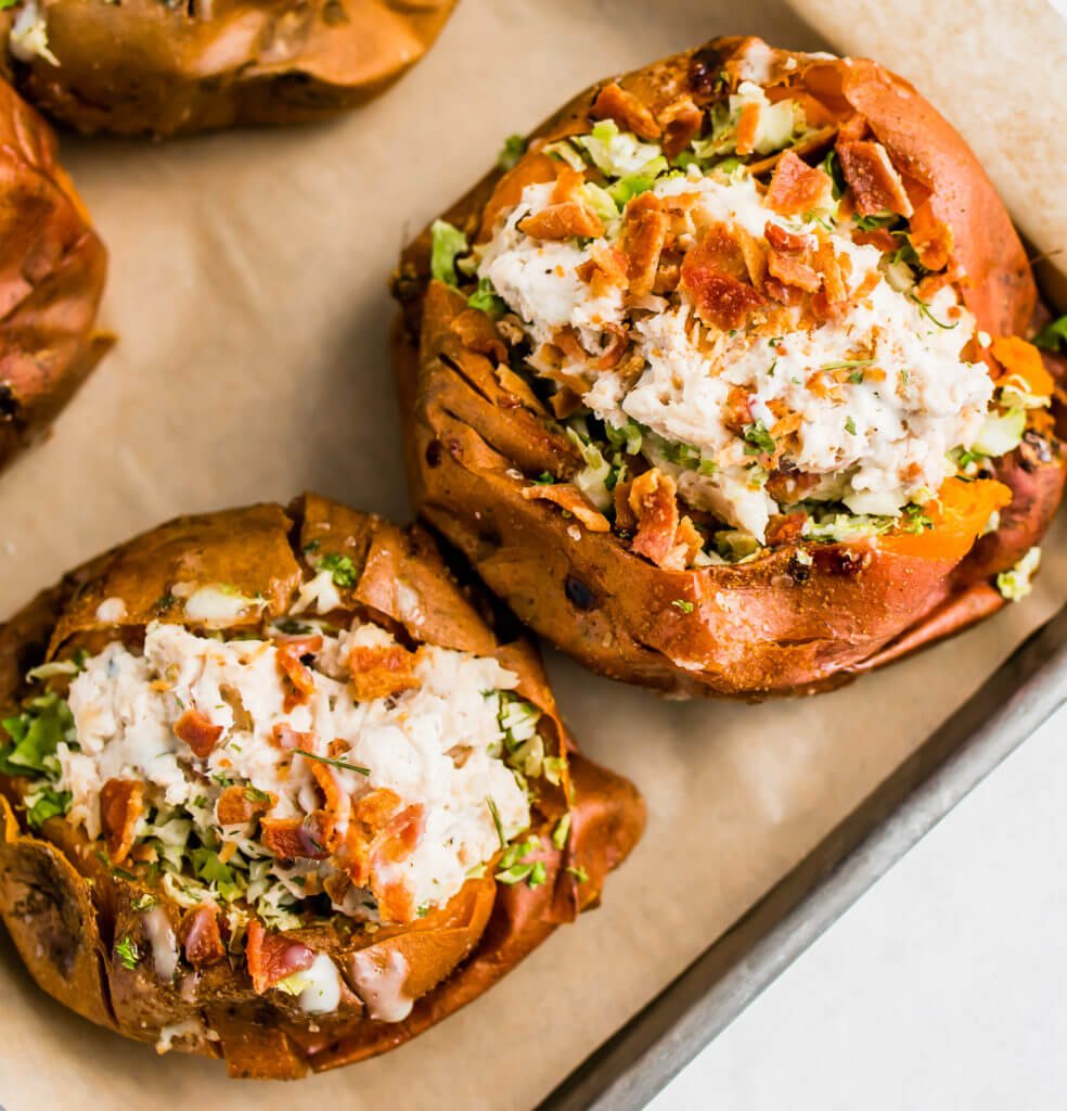 Chicken Bacon Ranch Stuffed Sweet Potatoes