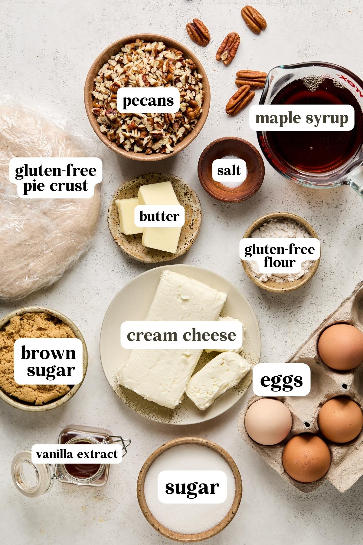 recipe ingredients in small bowls and labeled. 