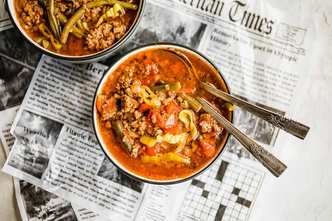 a bowl of hamburger soup. 