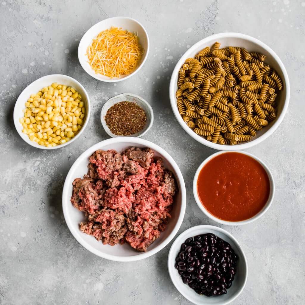 Prep for the taco pasta skillet