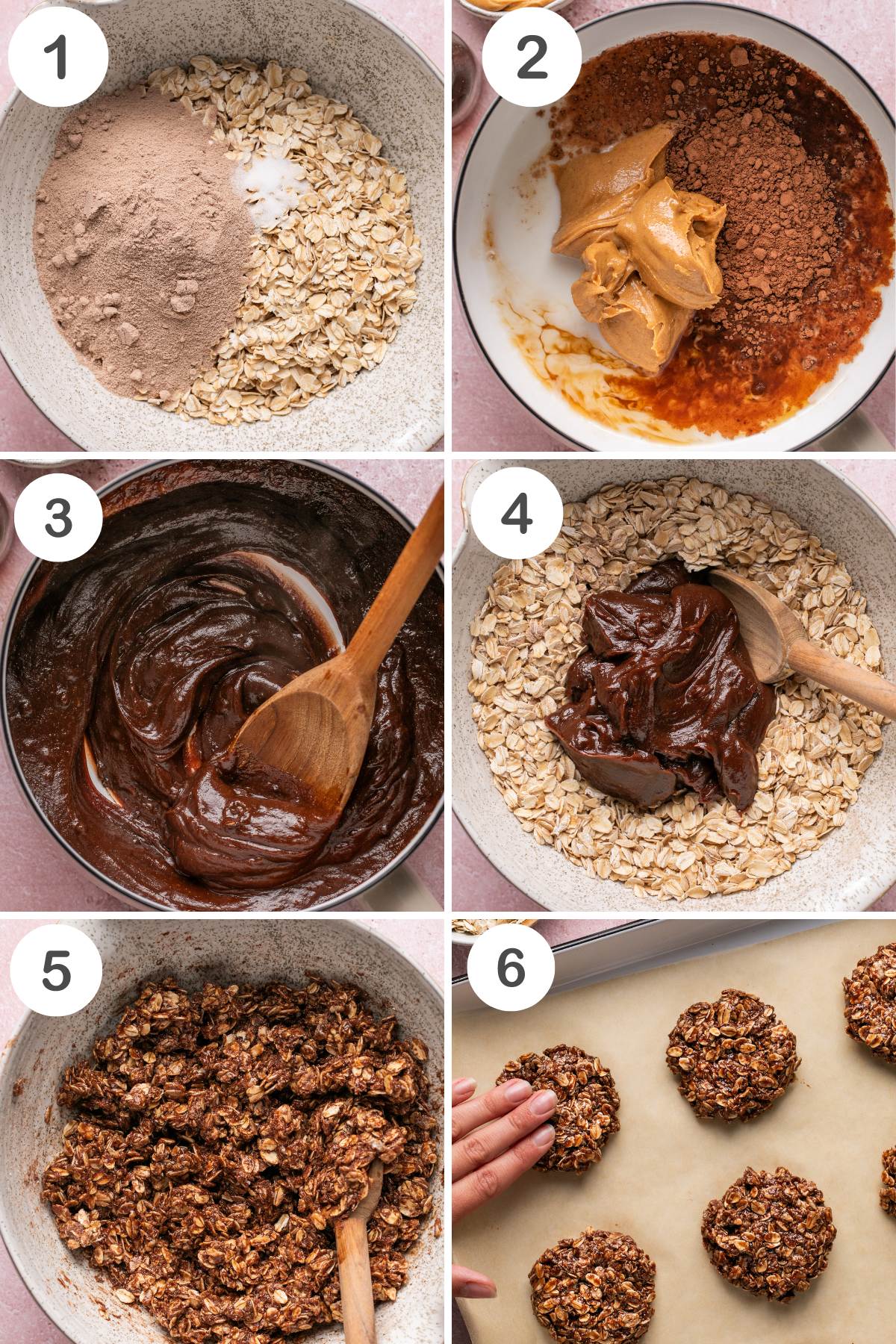 numbered step by step photos showing how to make protein cookies 