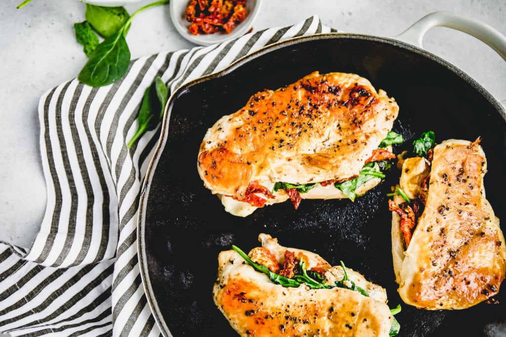 Sun-dried Tomato, Spinach and Cheese Stuffed Chicken Breast