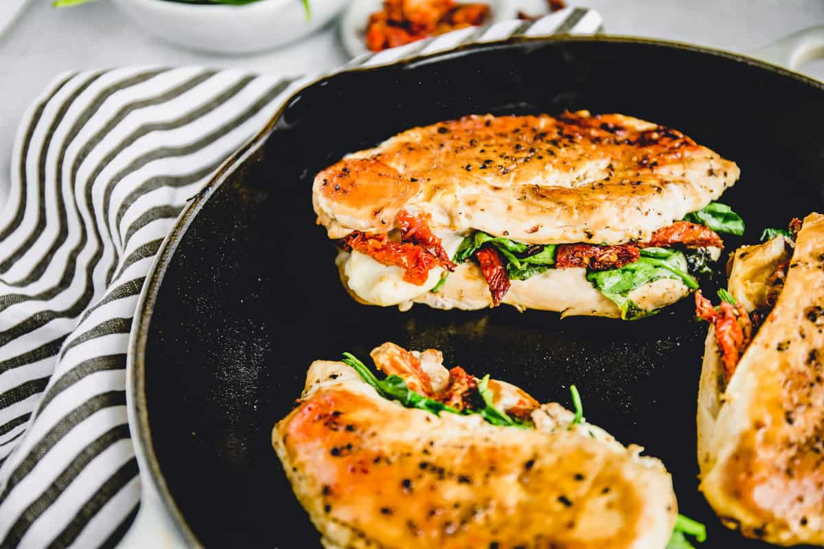 Sun-dried Tomato, Spinach and Cheese Stuffed Chicken Breast