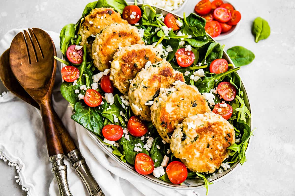 Feta and Spinach Chicken Patties - Healthy Little Peach