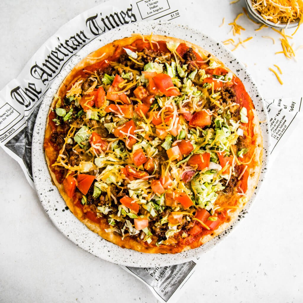 Taco Pizza with Cauliflower Crust 