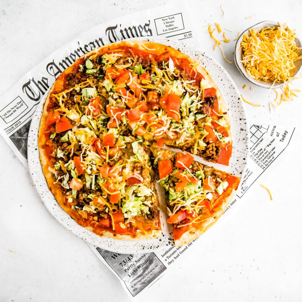 Taco Cauliflower Crust Pizza