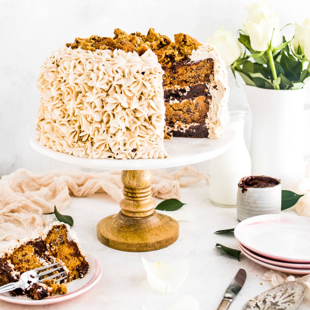 Brownie Cookie Cake with Peanut Butter Buttercream