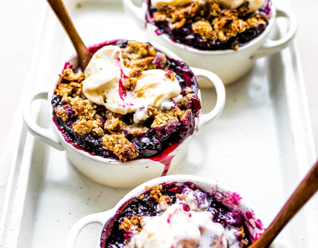 Keto Blueberry Cobbler with ice cream