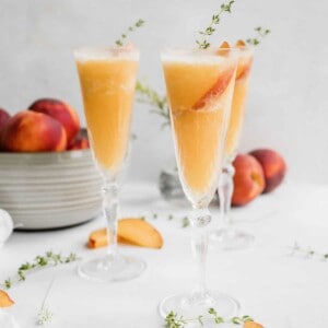 A frozen slush with peach and alcohol
