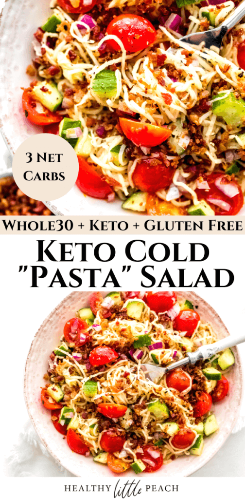 Pinterest Pin for Keto "Pasta" Salad