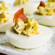 A close up picture of my bacon ranch deviled eggs