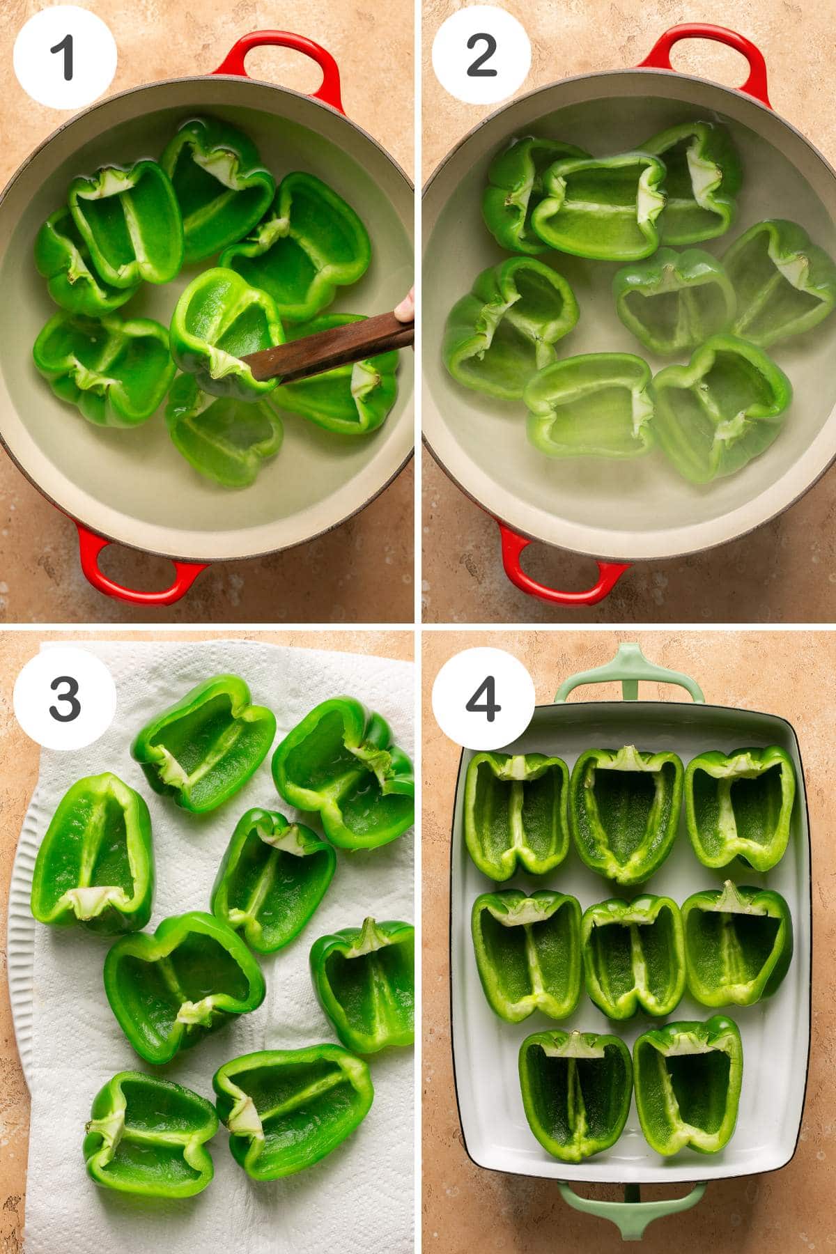 step by step photos showing how to quick cook bell peppers