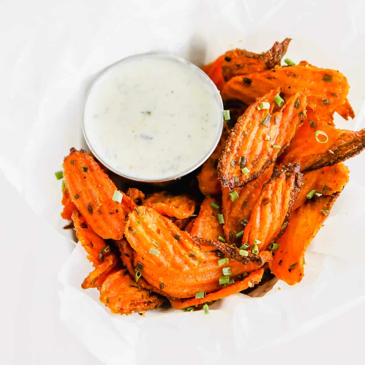 Air Fryer Chive and Onion Carrot Chips {KETO + WHOLE30} Healthy