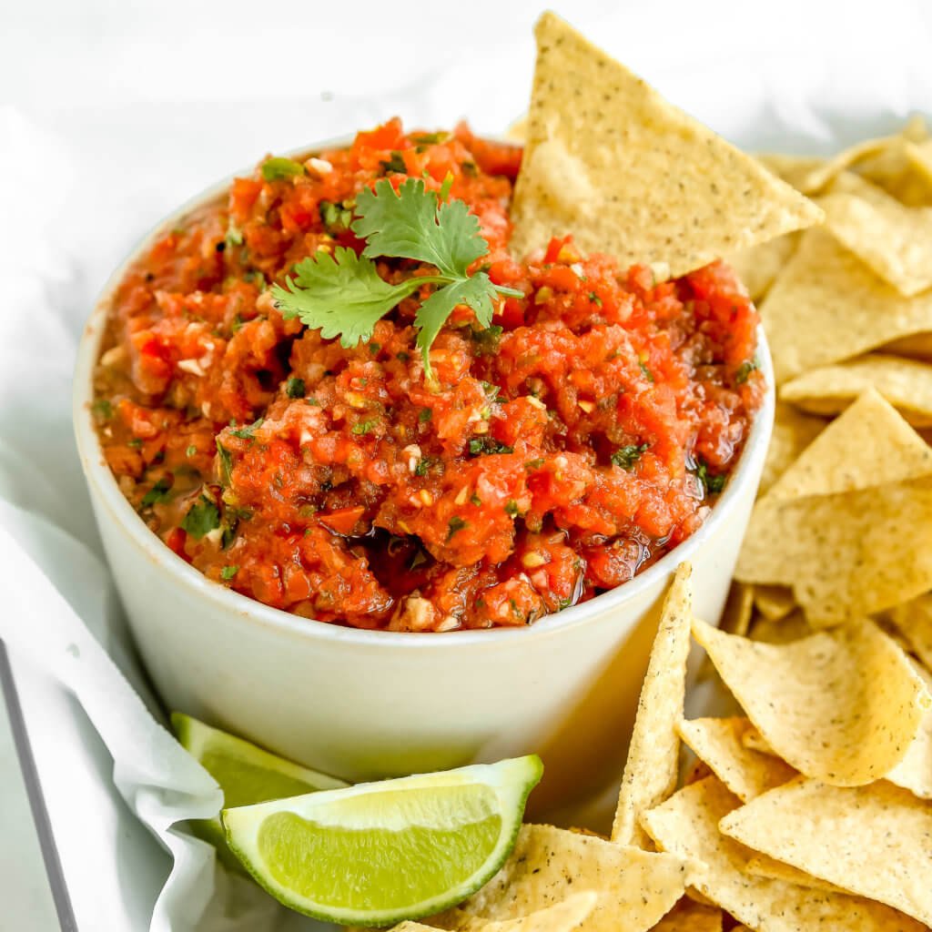 Fresh Homemade Salsa with a chip 