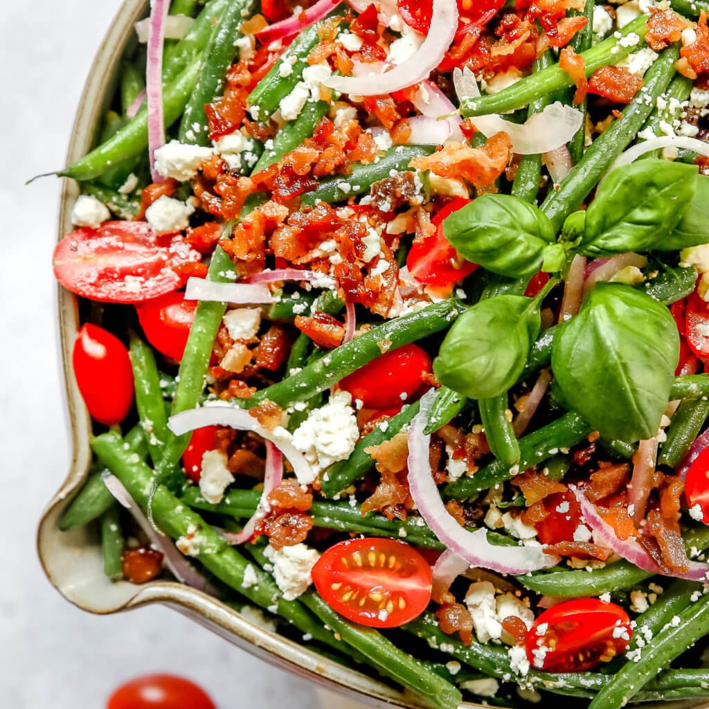 Up close photo of Fresh Green Bean Salad 