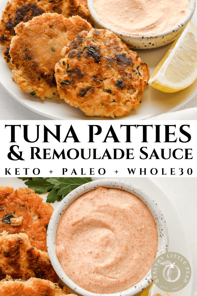 Salmon Patties and Remoulade Sauce Pinterest Pin