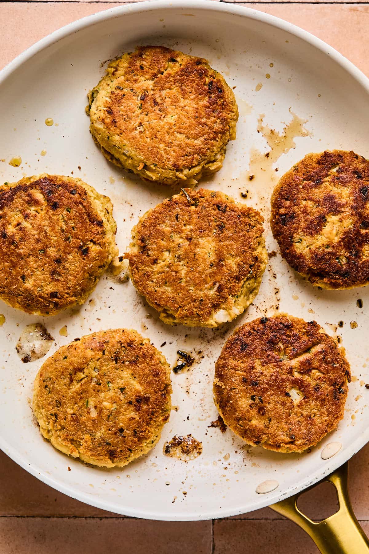 cooked patties with crispy brown edges 