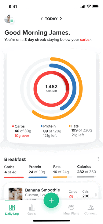 carb manager, an app to calculate and track macro foods