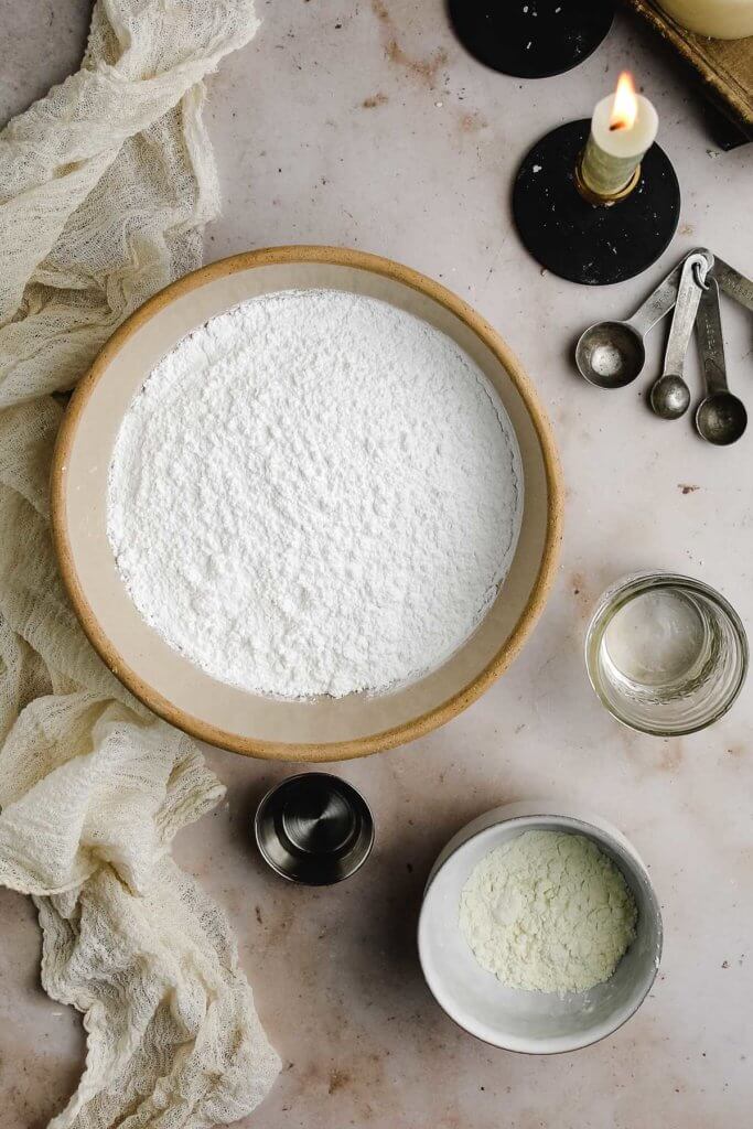 ingredients for royal icing with meringue powder