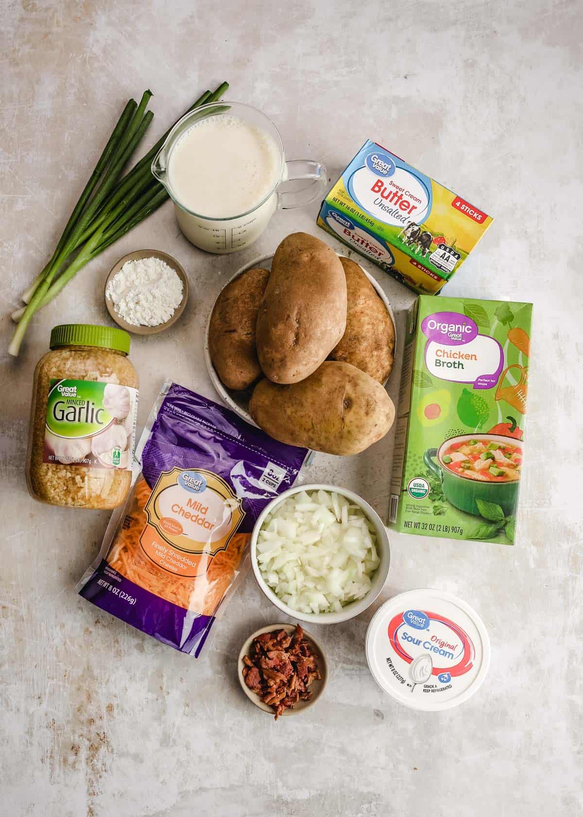 Loaded Baked Potato Soup ingredients