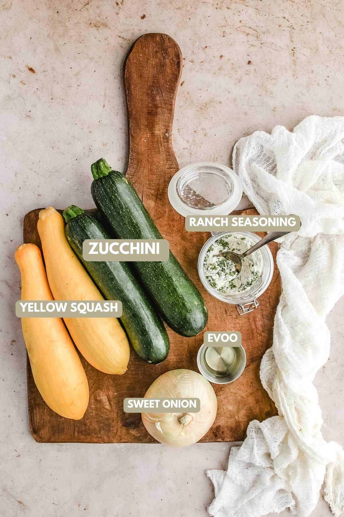 labeled ingredients for this recipe