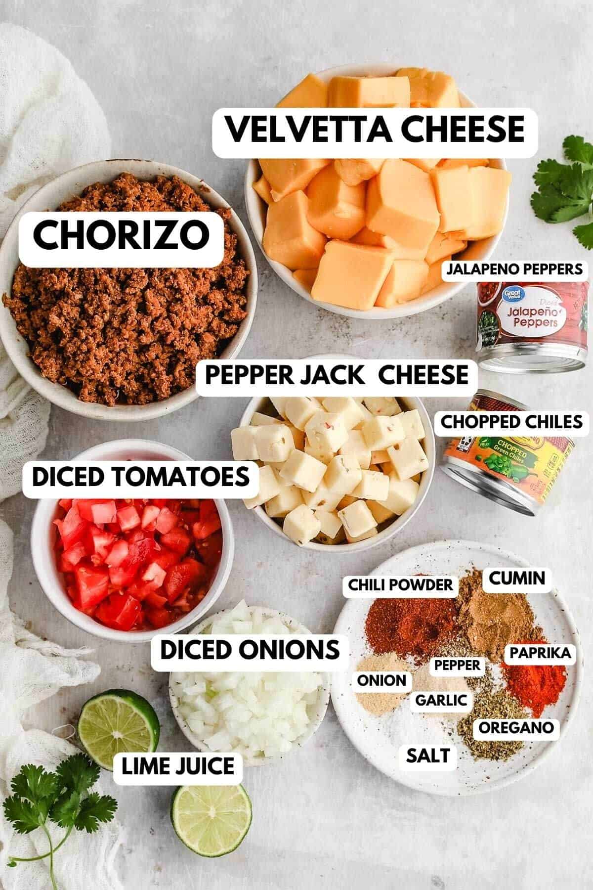 labeled ingredients to make this recipe