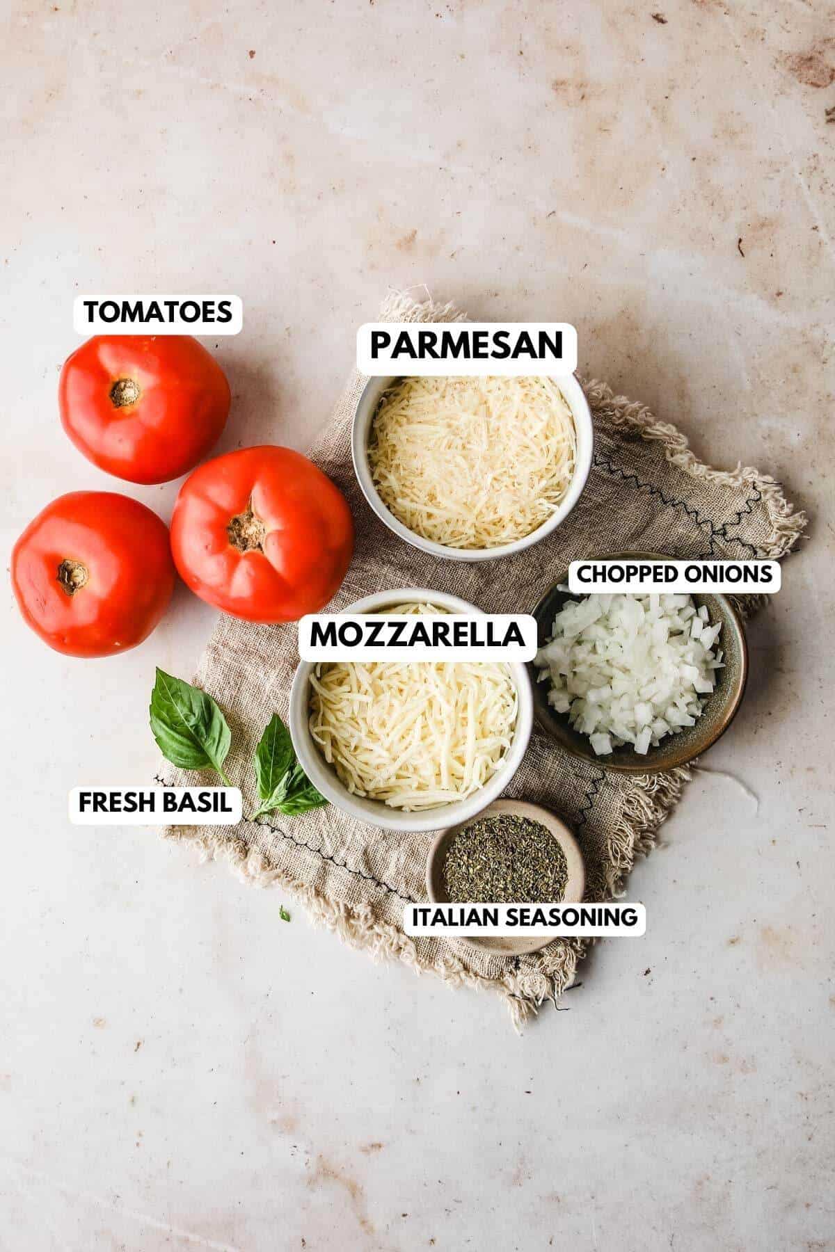 a photo with ingredients in small nesting bowls and labeled