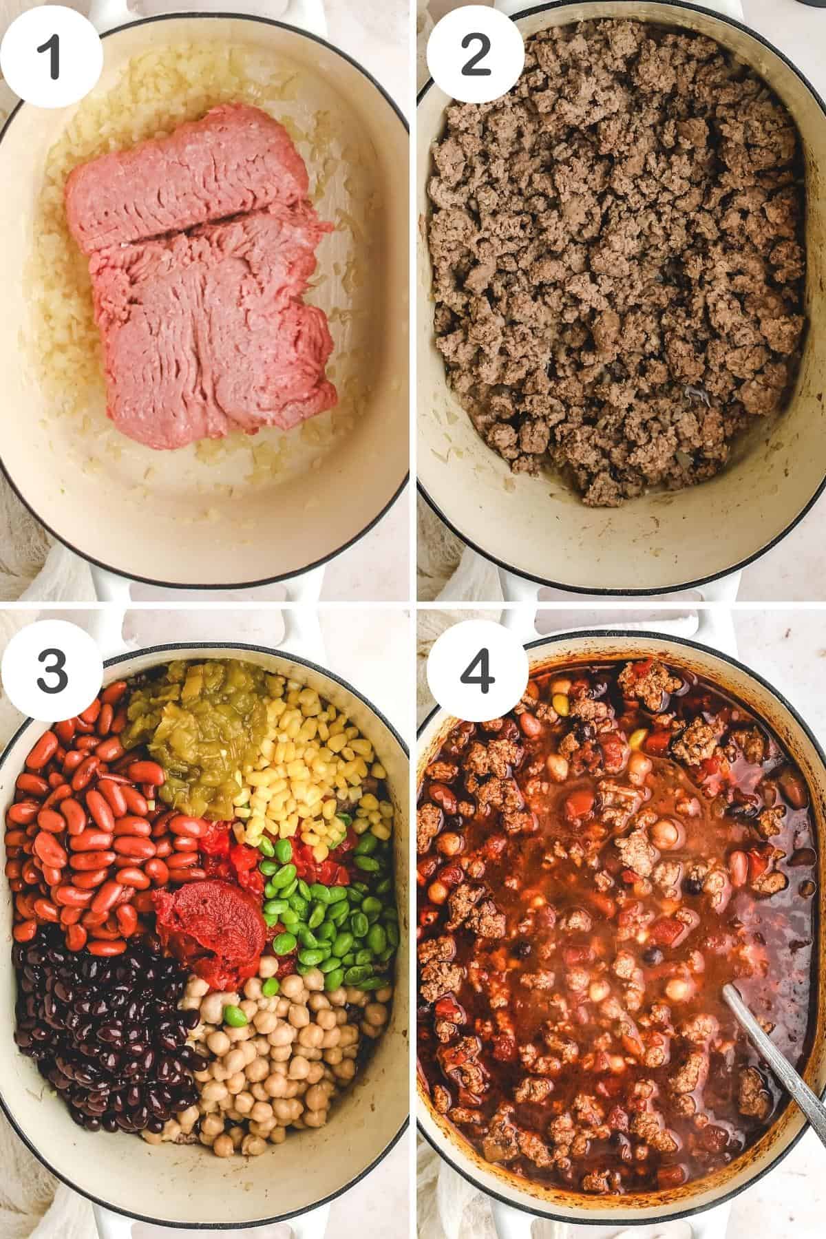 Step by step photos of the Turkey Chili