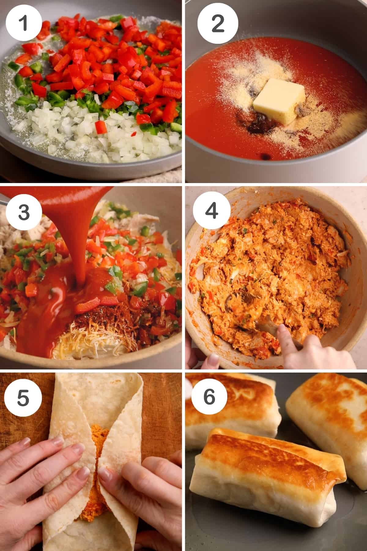 numbered step by step photos showing how to make gluten free firecracker chicken wraps. 