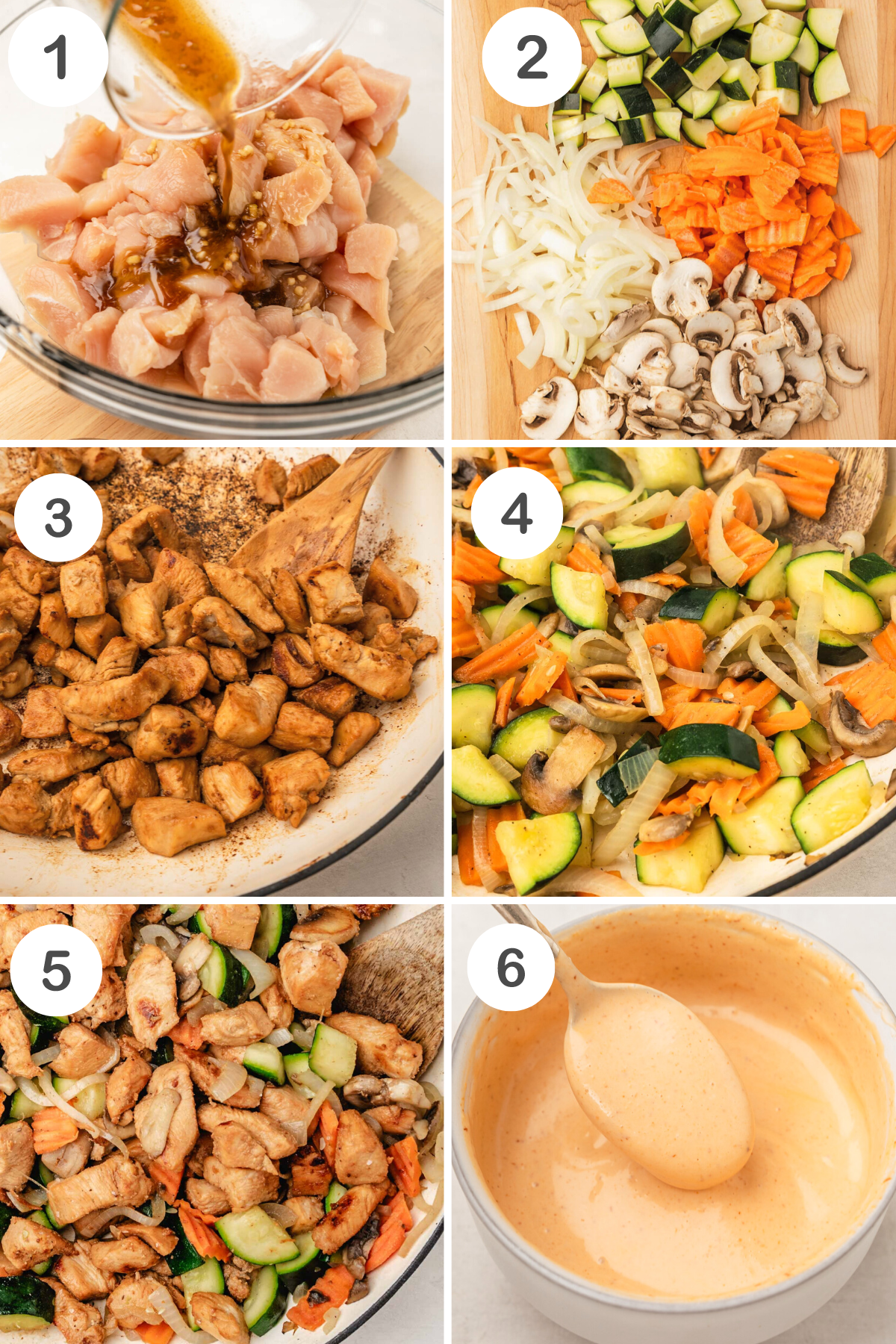 numbered step by step photos showing how to make hibachi at home. 